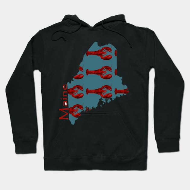 Maine Lobster on Map Hoodie by MAMMAJAMMA